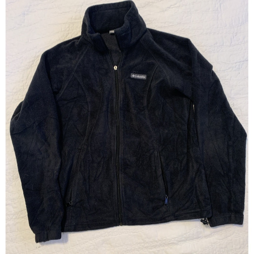 Columbia Women's Full Zip Up Fleece Jacket High Neck Long Sleeves Black Medium